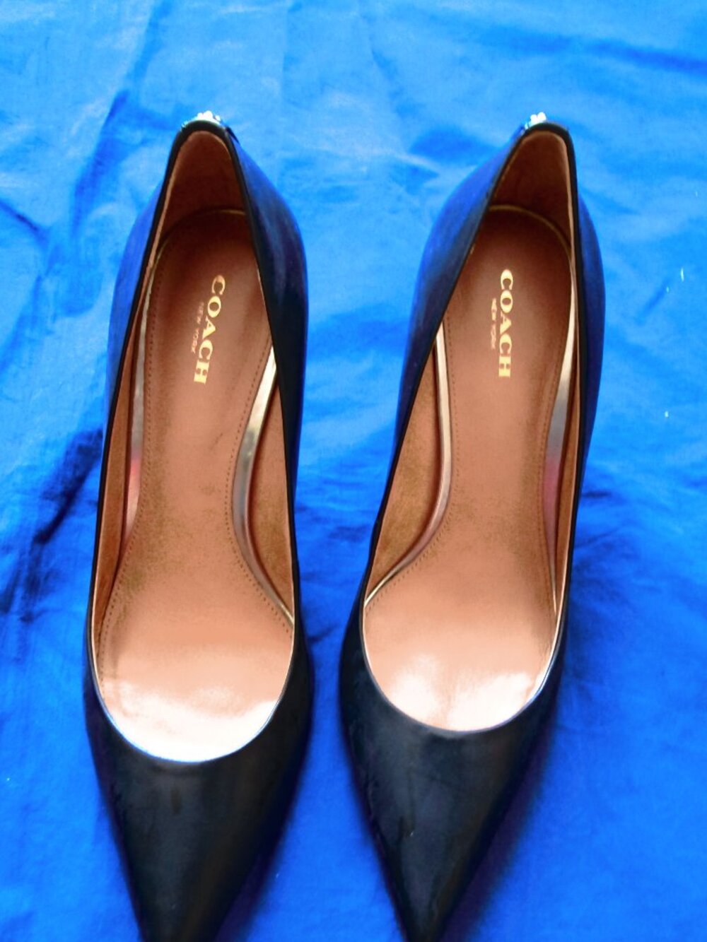 WOMEN'S BLACK COACH STILLETO HIGH HEELS SIZE 8.5M NEAR MINT CONDITION-
